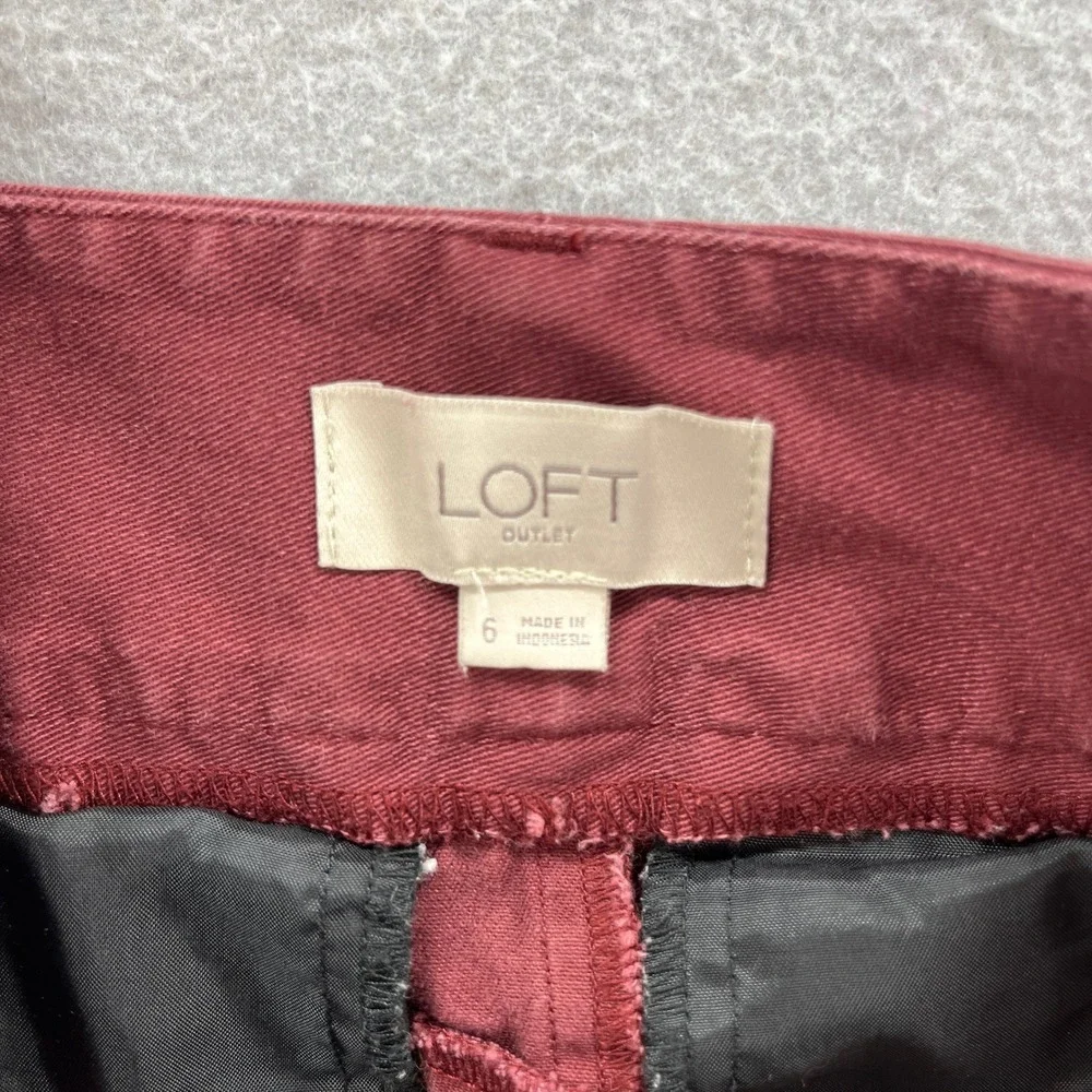 LOFT Skirt Womens 6 Rust Red Button Fly Utility Cotton Stretch Casual